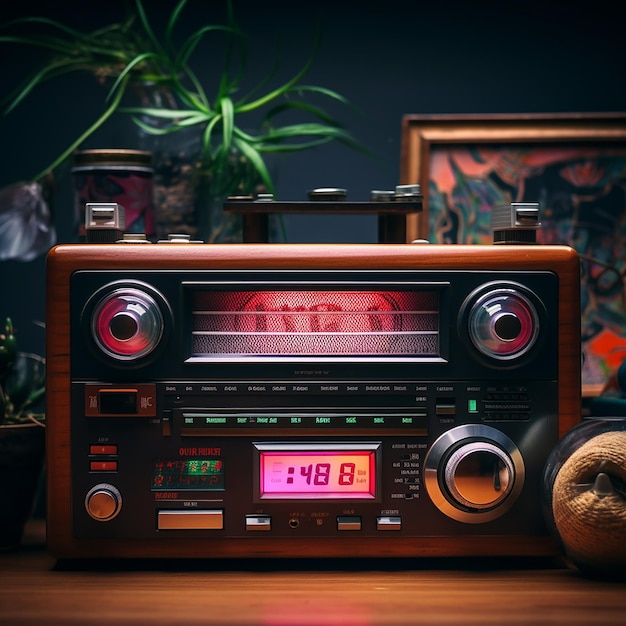 Retro old radio on the desk 9039s concepts Vintage style filtered photo Generative AI