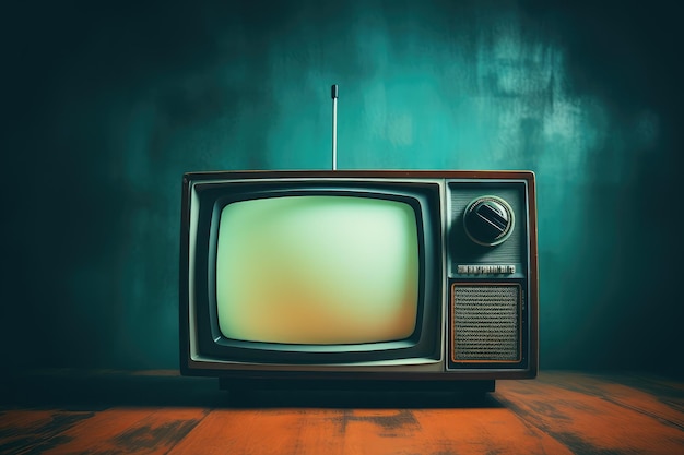 Retro old television on background 90s concepts