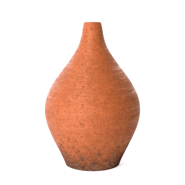 Retro Oranje Klei Keramische Pot Vaas 3D-rendering