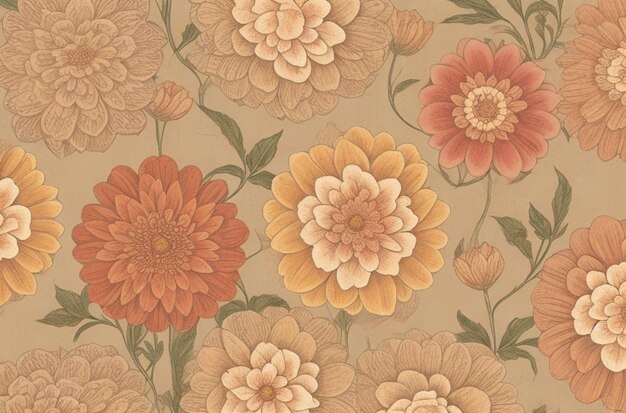 Retro ornamental flowers background