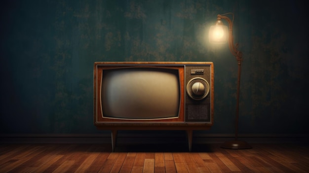 Retro oude televisie op abstracte achtergrond Minimale stijl Generatieve AI