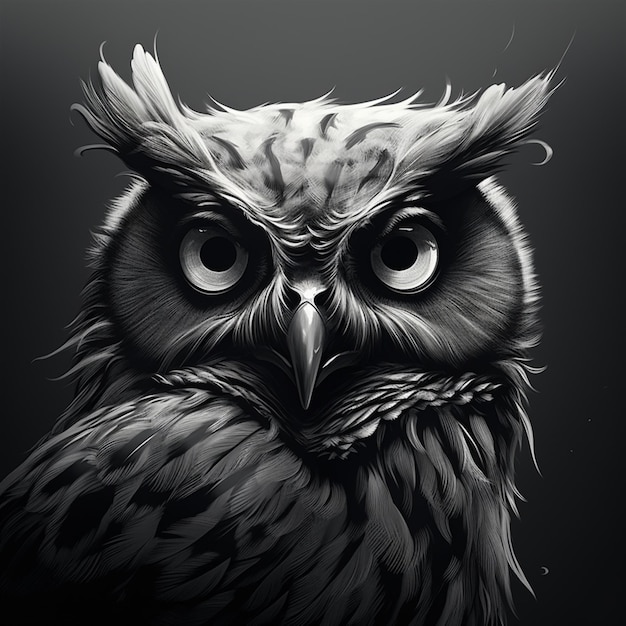 retro owl head illustration