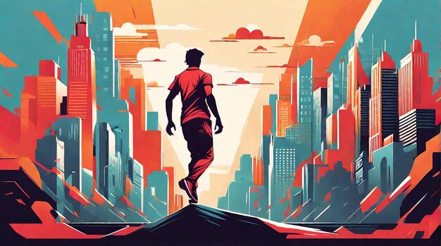 Photo retro parkour vibes in a dynamic city vector