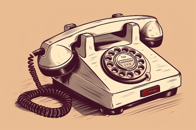 Retro phone with disk 60s and 70s