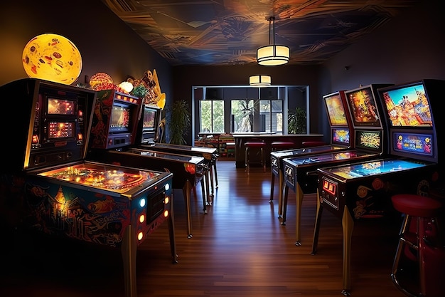 Retro Pinball Game Room Interior Design