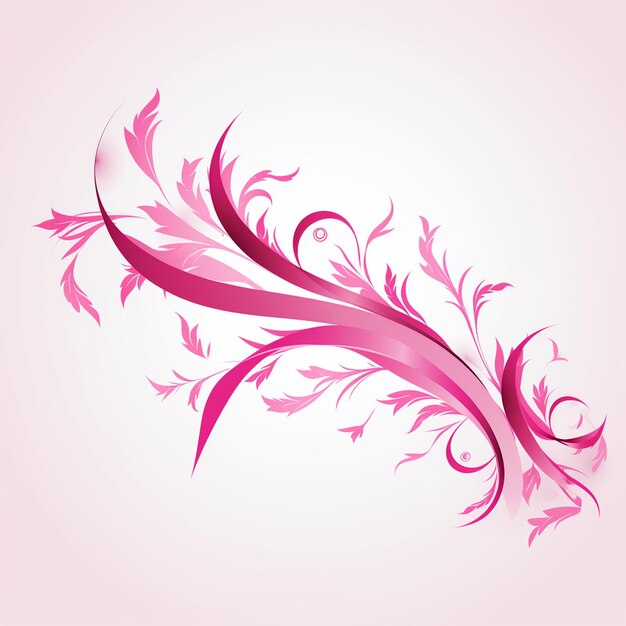 Retro Pink Ribbon on OffWhite Background