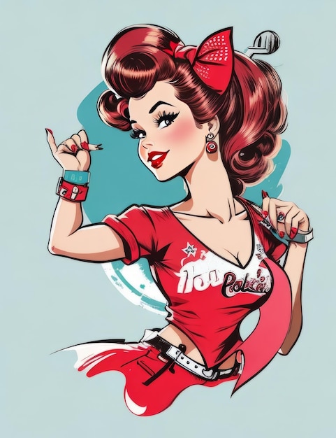 retro pinup woman illustration