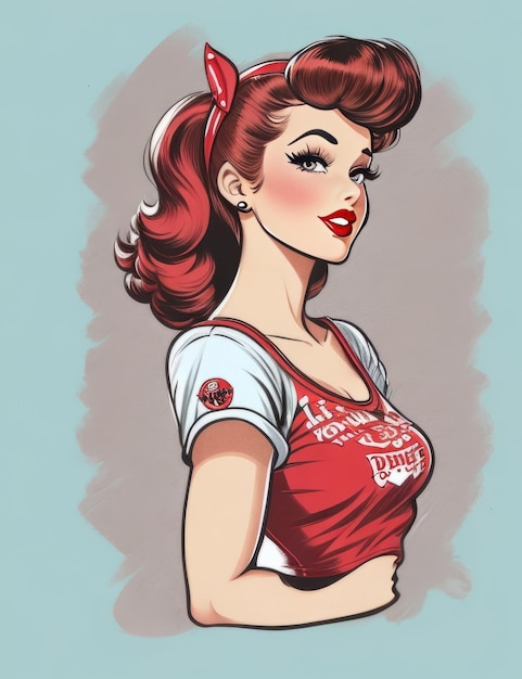 retro pinup woman illustration