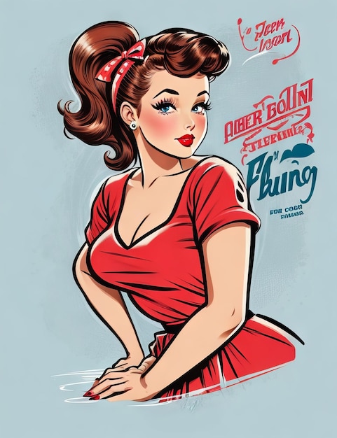 retro pinup woman illustration