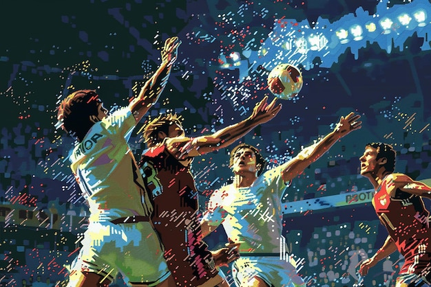 Retro Pixel Art Sports Scene Dynamic Moment