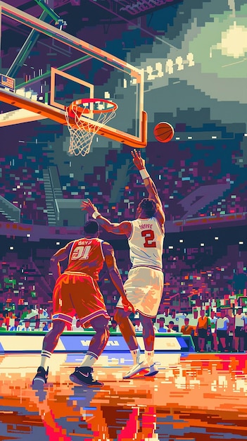 Retro Pixel Art Sports Scene Dynamic Moment