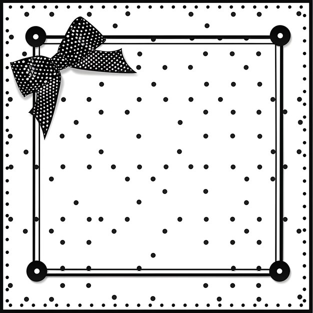 Retro Polka Dot Frame With Grosgrain Ribbon and Buttons Leav Decoration Border CNC Coloring Page