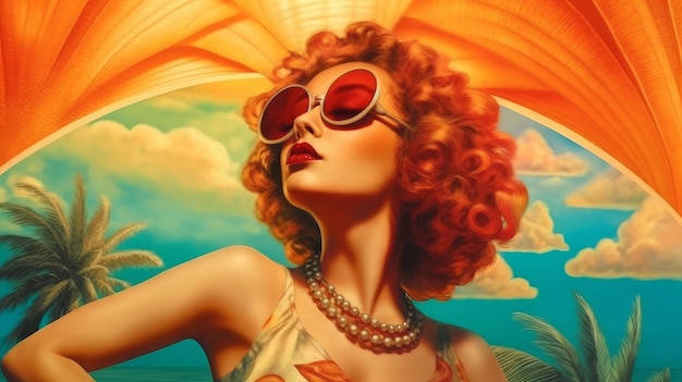 Retro portrait woman in sunglasses