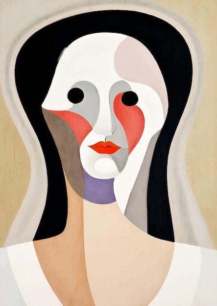 retro portrait of a woman unique artistic painting canvas printable art