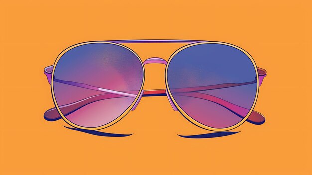 Retro purple sunglasses isolated on a yellow background Vector illustration