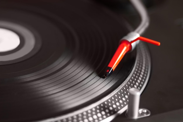 Retro records Closeup of a turntable and record