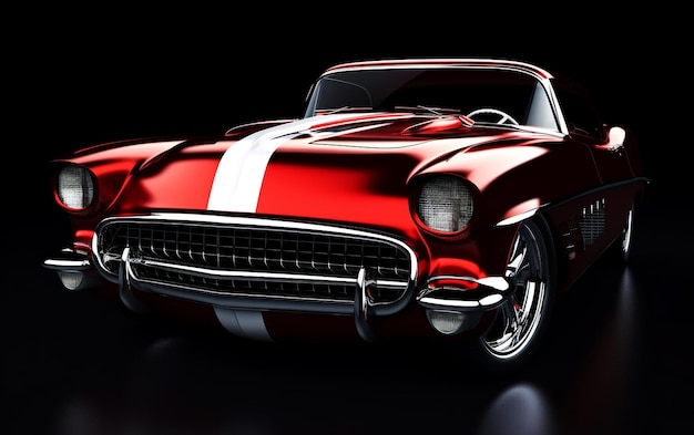 Foto retro revival high detail 3d rendering van een vintage red sports car