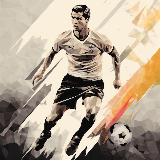 Retro Revival Ronaldo regeert in de jaren vijftig Een geometrisch zwart-wit spektakel