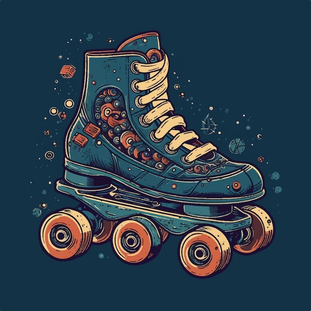 Retro roller skates in grunge style