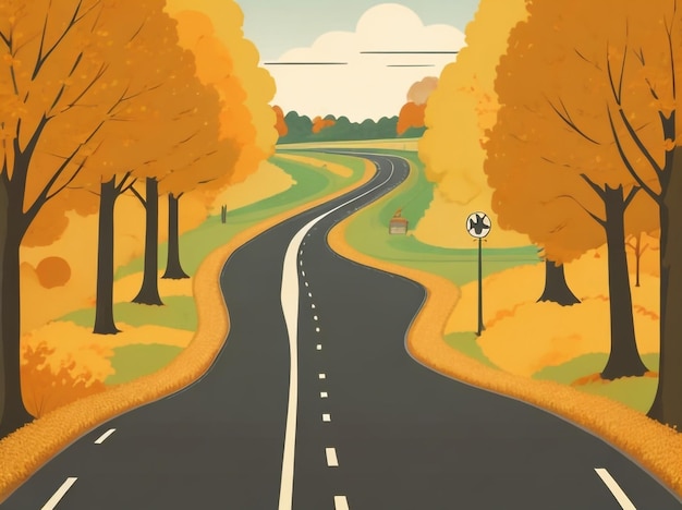 Retro rolling road vintage illustration