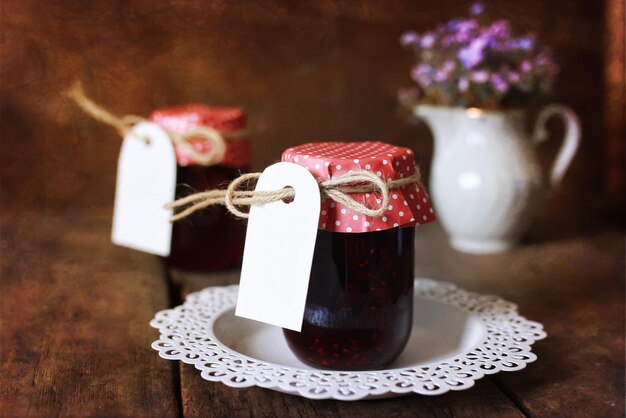 Retro rustic homemade jam jar