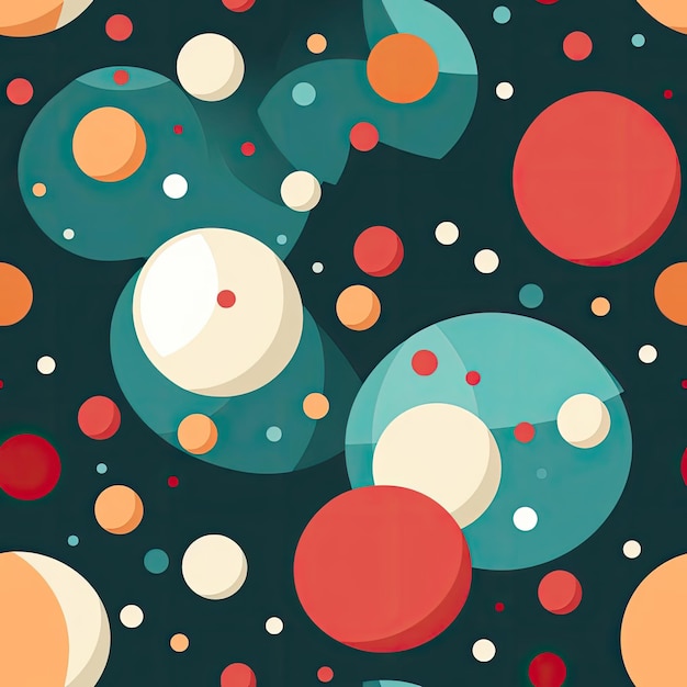 Retro seamless pattern with spheres on a colorful background tiled