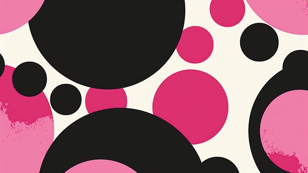 Photo retro seamless polka dot pattern pink and black circles on a beige background vector illustration