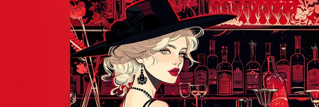 Retro sexy woman illustration inspired on the Hollywood golden era