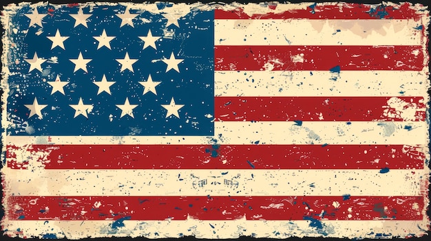 Retro shabby flag of america flat poster design