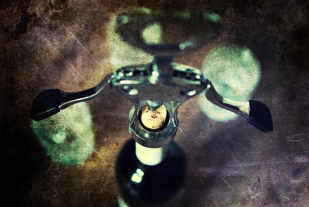 Retro shabby picture corkscrew bottle glasses