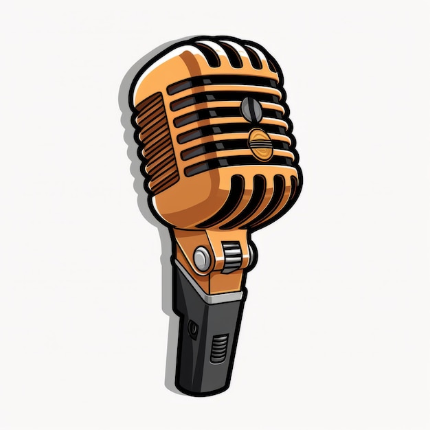 Retro Sound Vibes Vintage Microphone Cartoon Sticker met minimalistisch ontwerp