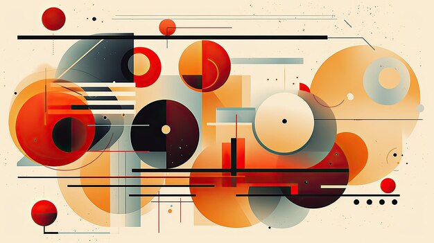 Retro space bauhaus style graphic design background wallpaper banner Generative AI