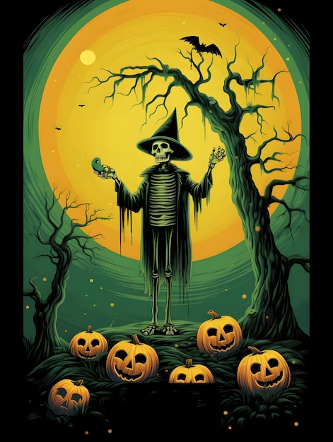 Retro-stijl poster halloween thema
