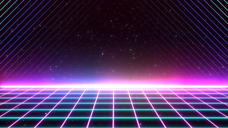 Photo retro style 80s background futuristic grid landscape digital