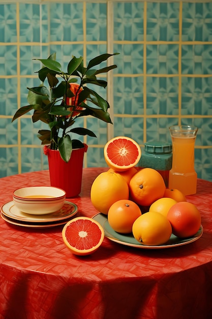 Retro style of fruit on table