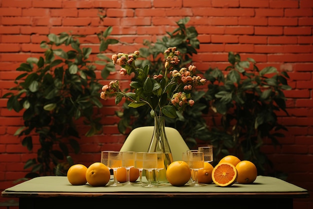 Retro style of fruit on table