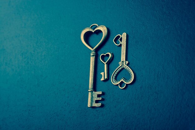 Photo retro style metal keys as love concept