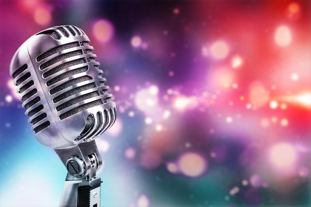 Retro style microphone on  background