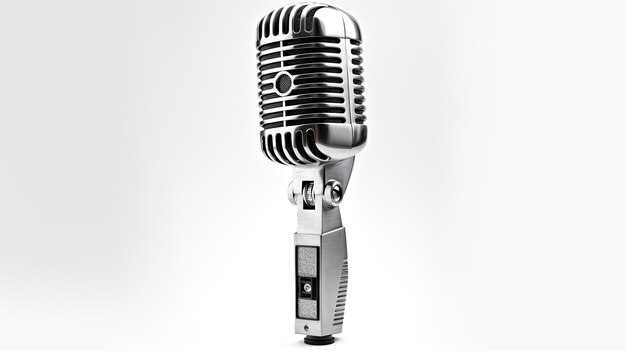 A Retro style microphone isolated on white background Microphone Generative Ai