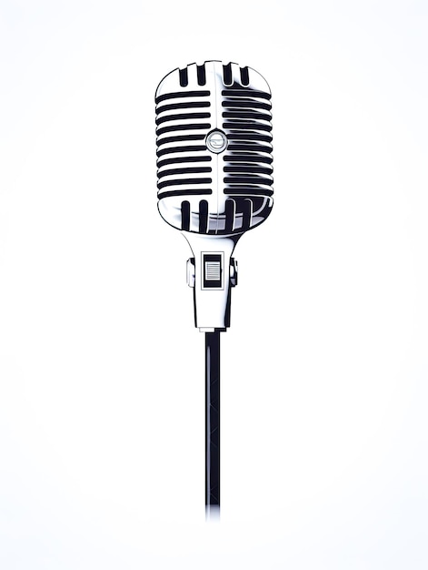 Retro style microphone isolated on white background