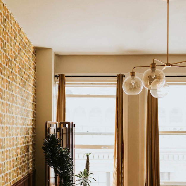 Retro style mid-century modern decorated apartment