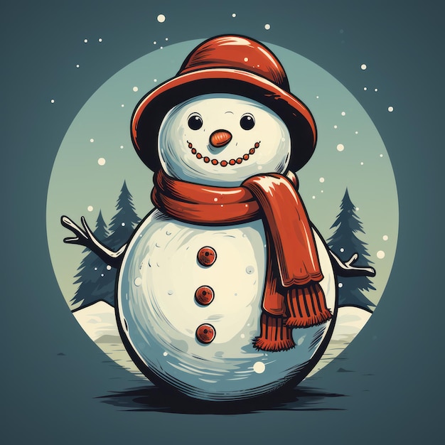 Retro Style Snowman A Vintage Holiday Card Illustration