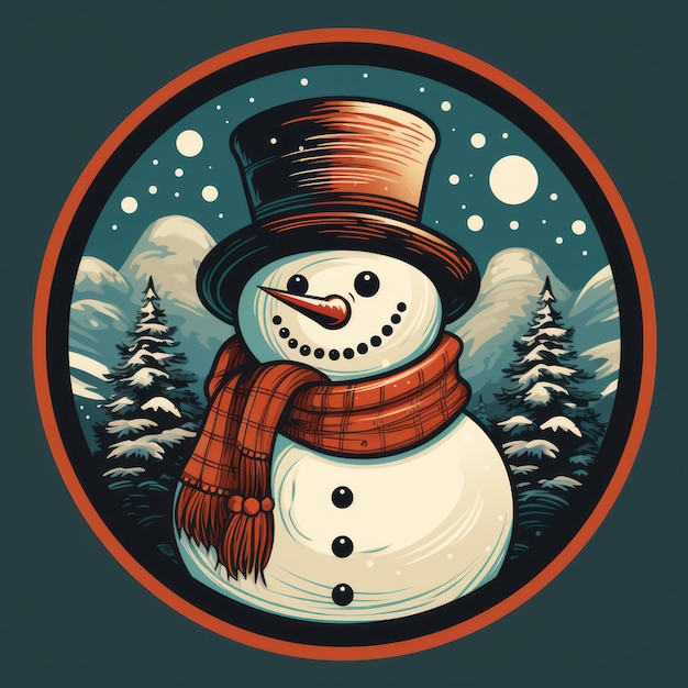 Retro Style Snowman A Vintage Holiday Card Illustration