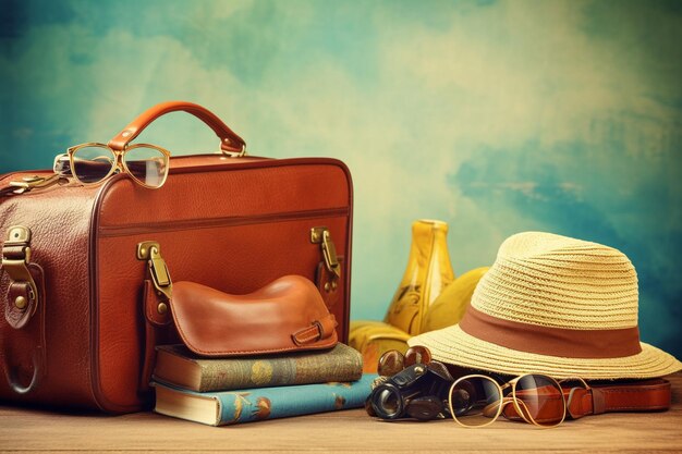 Retro style travel still life