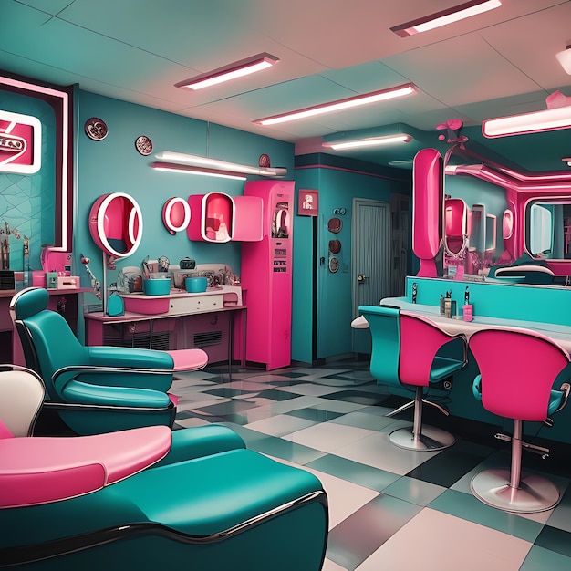 Photo retro styled beauty salon