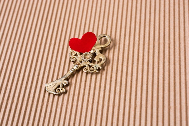 Photo retro styled decorative key and heart shape