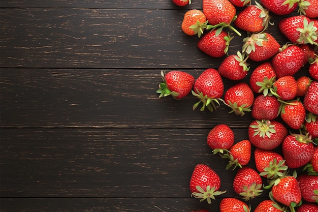 Retro sweetness Strawberries displayed on a black wooden vintage background
