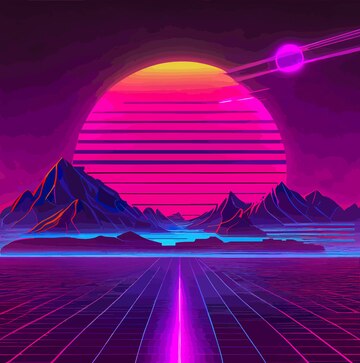 Premium Photo  Retro synthwave sunset