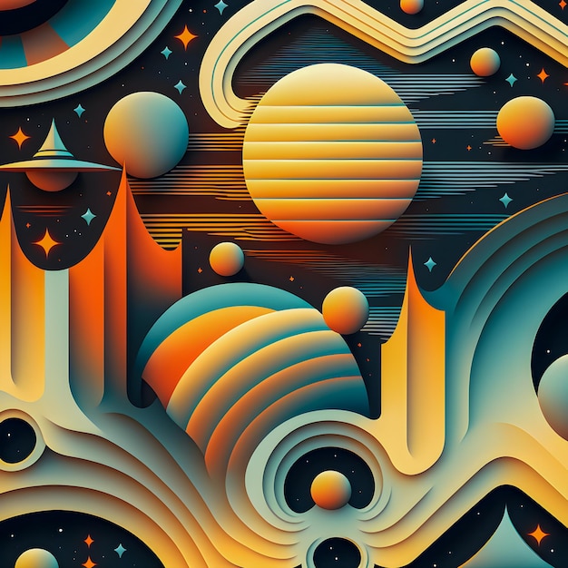 Retro Syntwave Space repeating pattern