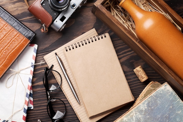 Retro table with vintage items